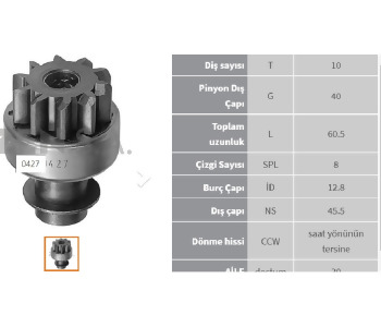 {DepartmanAdi} / MARŞ DİŞLİ 10D MİTSUBİSHİ TİP MİTSUBİSHİ   M*271     Z427  {Ozet}