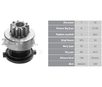 {DepartmanAdi} / MARŞ DİŞLİ 10D BOSCH TİP R9 DİZEL R11 DİZEL UNO DİZEL     Z575  SDR1164 {Ozet}