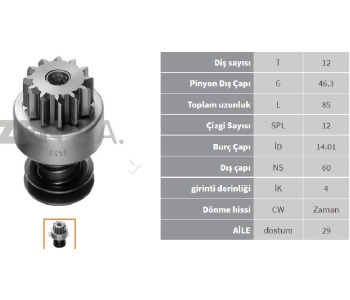 {DepartmanAdi} / MARŞ DİŞLİ 12D DELCO TİP NEW HOLLAND PERKİNS  1*058       Z650    Z1196  SDR2020  SDR2021 {Ozet}