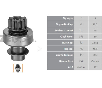 {Katagori} / MARŞ DİŞLİ 9D HİTACHİ TİP NİSSAN DATSUN NİSSAN MİCRA            Z554 