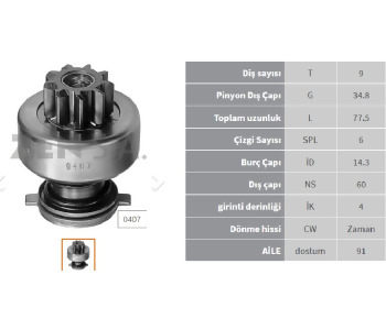 {DepartmanAdi} / MARŞ DİŞLİ 9D MAKO TİP 50NC İVECO  72316024     F30151     Z407  SDR5000 {Ozet}