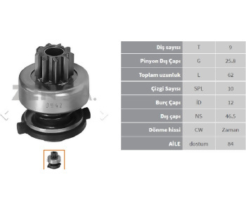 {Katagori} / MARŞ DİŞLİ 9D BOSCH TİP VW        F*AL1032-AL1037*AL1882        Z942 