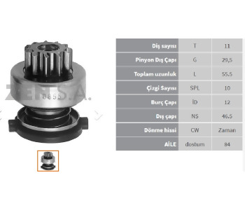 {Katagori} / MARŞ DİŞLİ 11D BOSCH TİP TEMPRA TİPO UNO PALİO  F000AL1693      Z855 