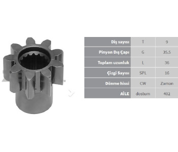 {Katagori} / MARŞ DİŞLİ UCU 9D B36 Ç35.5 NİPPONDENSO TİP LESTER   Z9403  SDR9015 