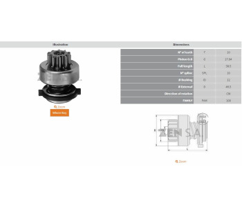 {DepartmanAdi} / MARŞ DİŞLİ 10D BOSCH TİP R9 UNO TİPO DİZEL MERCEDES DİZEL   1*538-539-691 F53654  Z630 SDR1015  {Ozet}