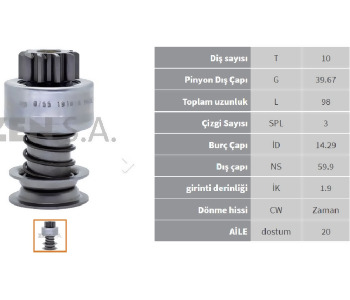 {DepartmanAdi} / MARŞ DİŞLİ 10D DELCO TİP NEW HOLLAND PERKİNS  1*057 1986244   Z625   Z755  SDR2006 {Ozet}