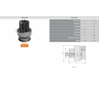 {DepartmanAdi} / MARŞ DİŞLİ 10D MİTSUBİSHİ TİP MİTSUBİSHİ CHRYSLER JEEP      Z1538  SDR6022 {Ozet}