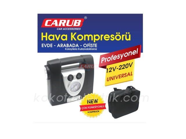 CARUB-BR2491320 HAVA KOMPRESÖRÜ 12V 220V PROFESYONEL  ÇANTALI  