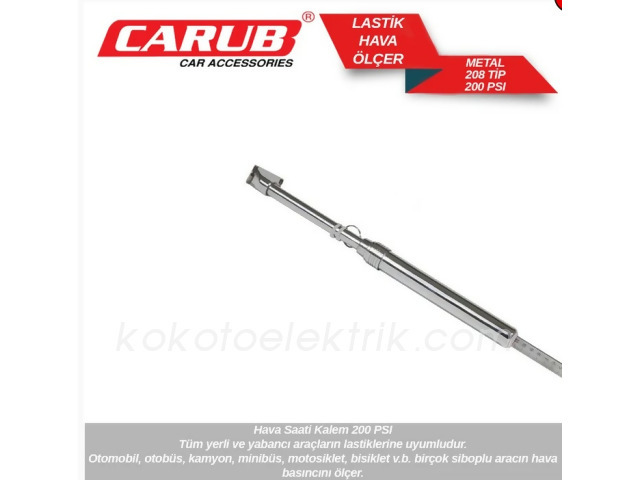 CARUB-BR2450312 LASTİK HAVA ÖLÇME CİHAZI METAL BÜYÜK 200PSİ 