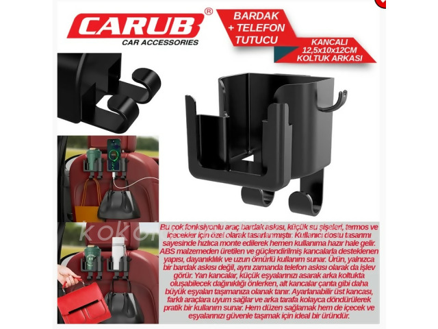 CARUB-BR5901007 TELEFON TUTUCU TABLET TUTUCU ARAÇ İÇİ KOLTUK ARKASI  