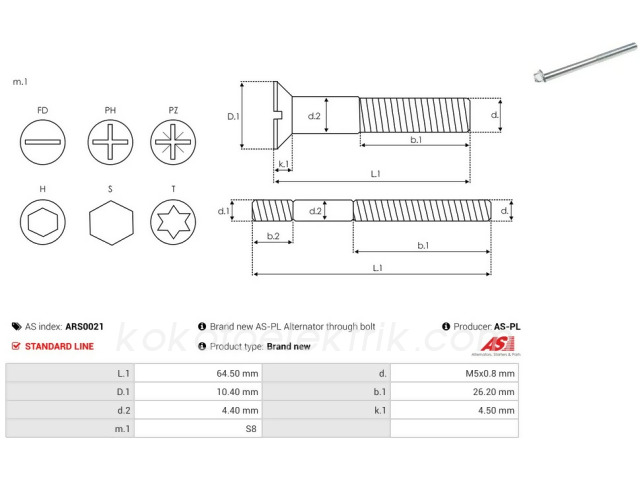ASPL-ARS0021 ALTERNATÖR SAPLAMASI BOSCH TİP   ARS0021 