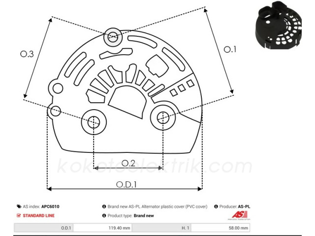ASPL-APC6010 RULMAN TARAF KAPAĞI PLASTİK DENSO TİP  APC6010 