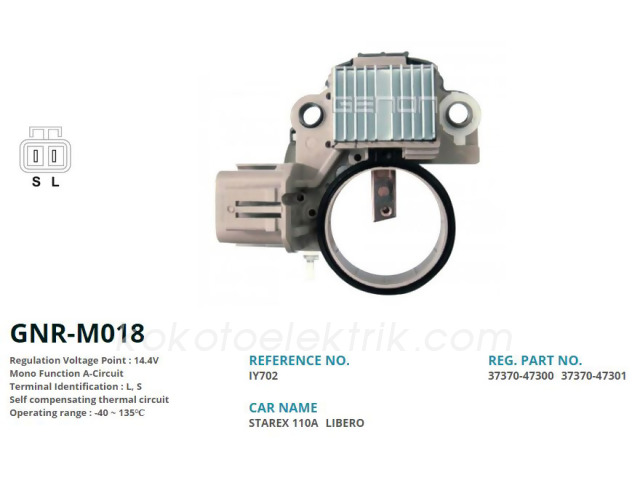 GENON-GNRM018 KONJEKTÖR 12V MİTSUBİSHİ TİP S-L HYUNDAİ H100 STAREX KİA PREGIO 2.5  VRMD12  GA775  IY702 IM847B 