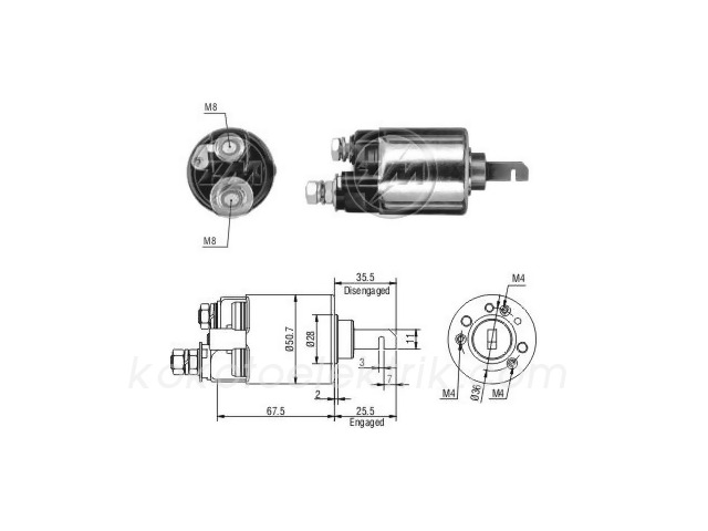 ZM-602 MARŞ OTOMATİĞİ 12V NİPPONDENSO TİP HONDA CRV 2.0İ 1998 SONRASI 2 SAPLAMALI SABİT PİSTON  