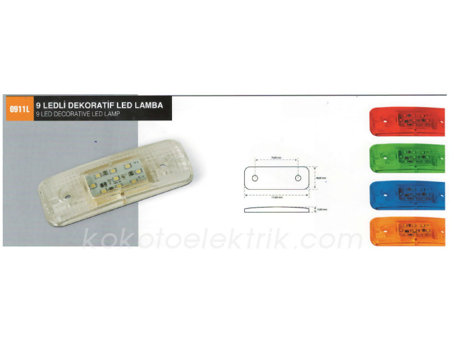 UCL-0911LB SİDE MARKER 9 LEDLİ BEYAZ  BAD207B 0911LB 