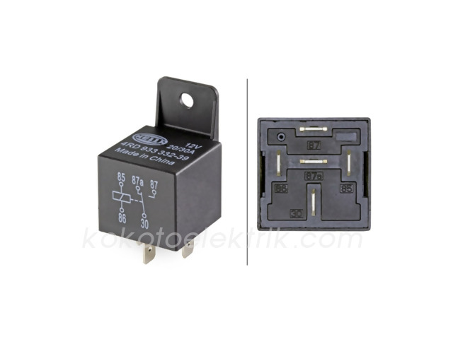 HEL-4RD933332391 ROLE 12V 30A 5 FİŞLİ 87A ÇİFT PLATİNLİ                              4RD933520081 HELLA 