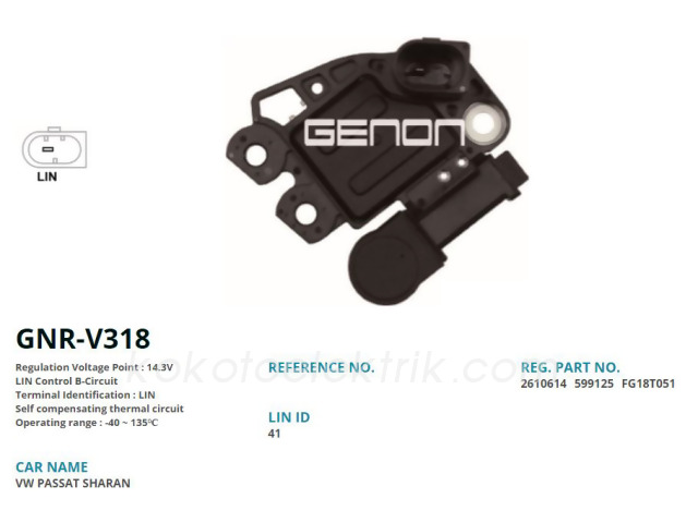 GENON-GNRV318 KONJEKTÖR 12V VALEO LIN MERCEDES SPRİNTER 2610614 599125 GNRV318 