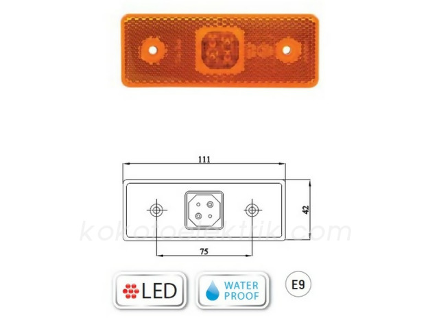 SABA-3030M005 SİDE MARKER LAMBA LEDLİ DÜZ SARI 24V 