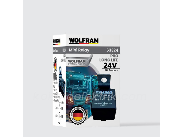 WLF-63324 ROLE 24V 40A 5 FİŞLİ 87A ÇİFT PLATİNLİ PRO 