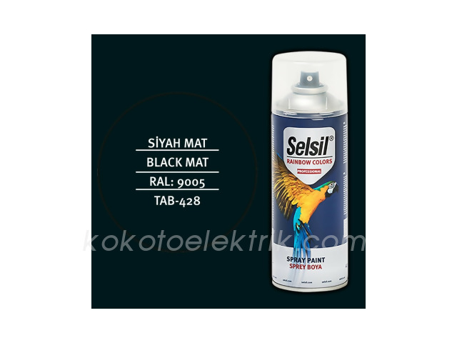 SELSIL-TAB428 SPREY BOYA 400ML RAIMBOW SİYAH MAT 