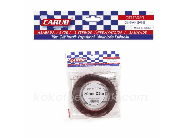 CARUB-BR6570120 ÇİFT TARAFLI BANT 20MM*5MT SİLİKONLU  POŞETLİ  