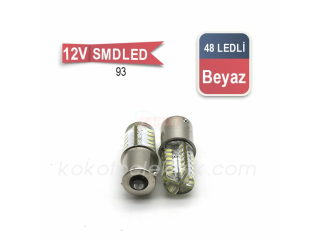CARUB-BR0403045 LED AMPUL 12V 93 21W 48 LEDLİ  BEYAZ    AD 