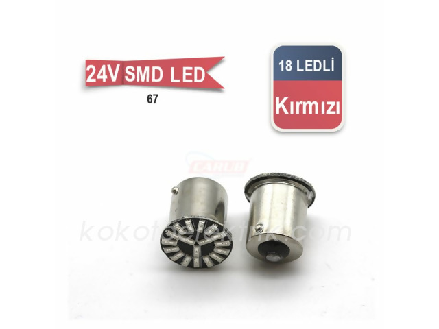 CARUB-BR0403514 LED AMPUL 24V 67 18 LEDLİ KIRMIZI        AD 