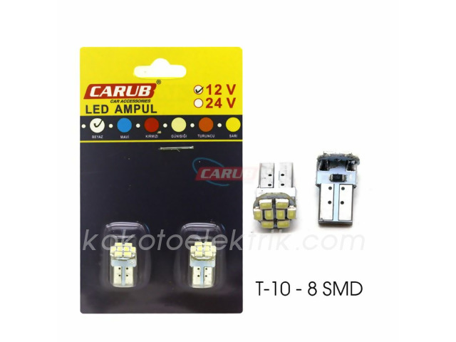 CARUB-BR0400210 LED AMPUL 12V DİPSİZ BEYAZ 8 LEDLİ    CARUB 