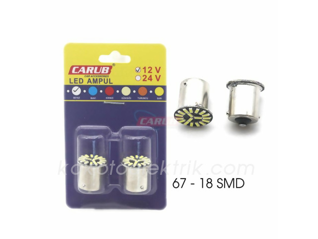 CARUB-BR0403001 LED AMPUL 12V 67 18 LEDLİ BEYAZ        AD 