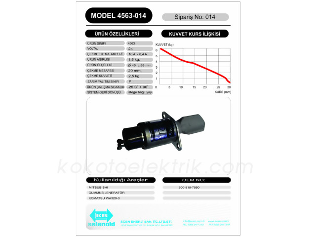ECEN-486013224V STOP OTOMATİĞİ 24V ÖN AYAKLI FLANŞLI PLATİNLİ TEK KABLOLU 