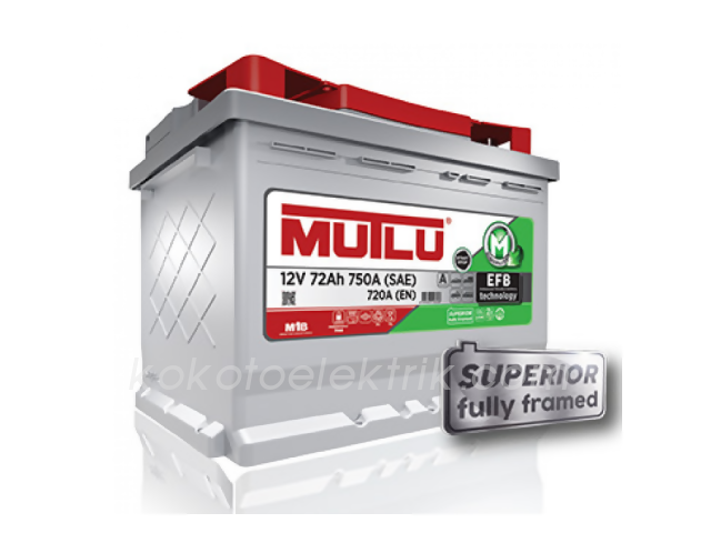 MUT-12V72AEFB AKÜ 12V 72A START STOP      EFB          MUTLU 