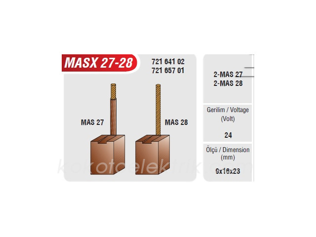 SCH-MASX27-28 MARŞ KÖMÜRÜ 9*16*23 ISUZU 50NC İVECO SCHUNK 
