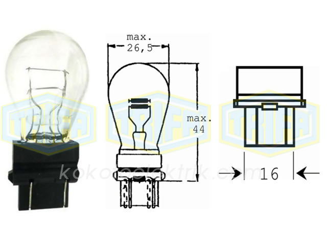 TRF-03327 12V DİPSİZ AMPUL 1016  27W-7W  T20   SOKETLİ  3157      TRIFA 