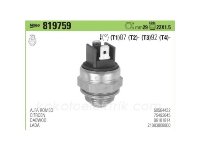 VAL-819759 FAN MÜŞÜRÜ KABLOSUZ 87-92 TOFAŞ DKŞ TİP 