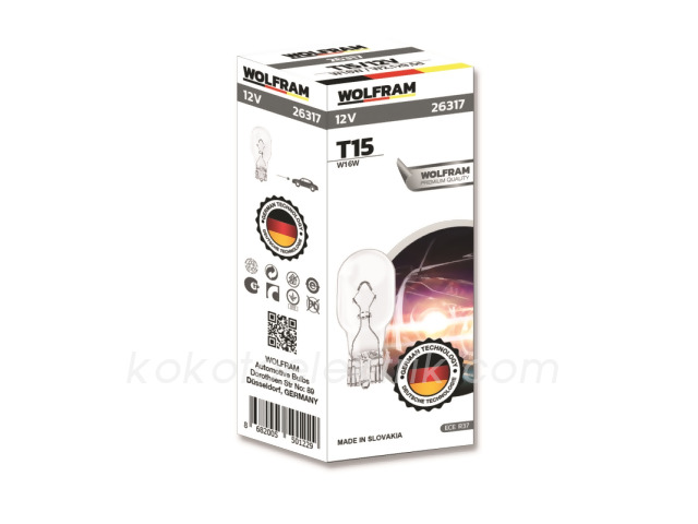 WLF-26317 12V DİPSİZ AMPUL 16W       WOLFRAM 