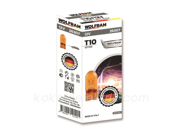 WLF-26307 12V DİPSİZ  AMPUL 5W  T10    SARI 