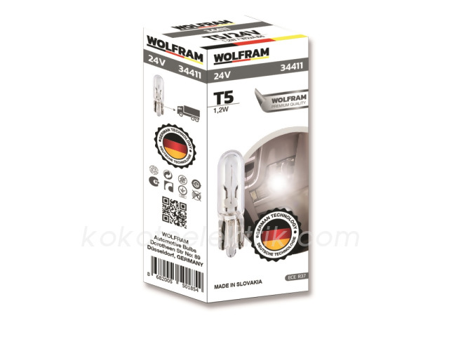 WLF-34411 24V DİPSİZ AMPUL 1.2W  T5                WOLFRAM 