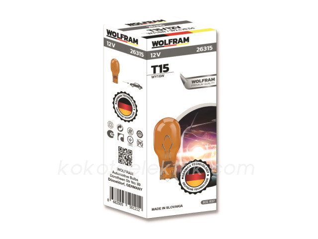 WLF-26315 12V DİPSİZ AMPUL 16W  SARI    WOLFRAM 