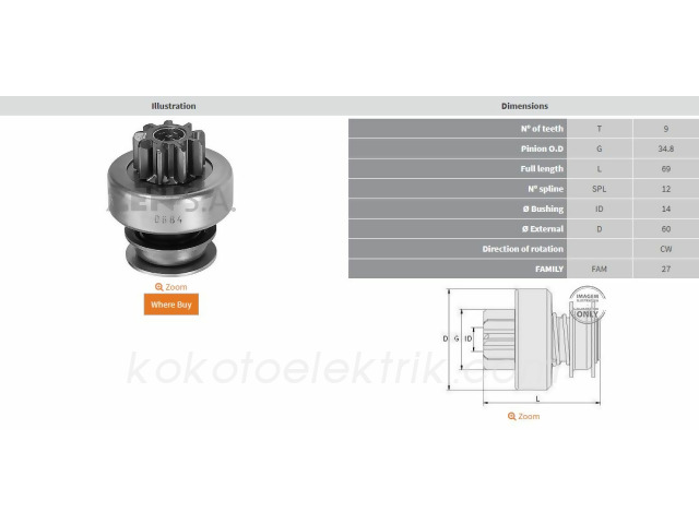 ZEN-684 MARŞ DİŞLİ{HİTACHİ} 9D HİTACHİ TİP 212015501     Z684  