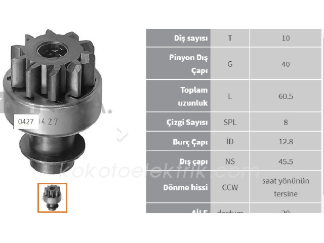 ZEN-427 MARŞ DİŞLİ{MİTSUBİSHİ} 10D MİTSUBİSHİ TİP  M*271     Z427  