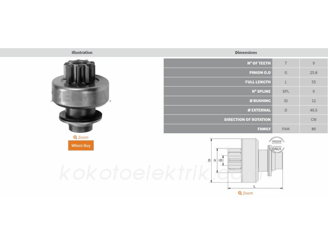 ZEN-287 MARŞ DİŞLİ{R9 PJ205 PJ305 CİTROEN} 9D VALEO TİP VALEO99931  F72331  Z287  Z1187  SDR8000  SDR8006 