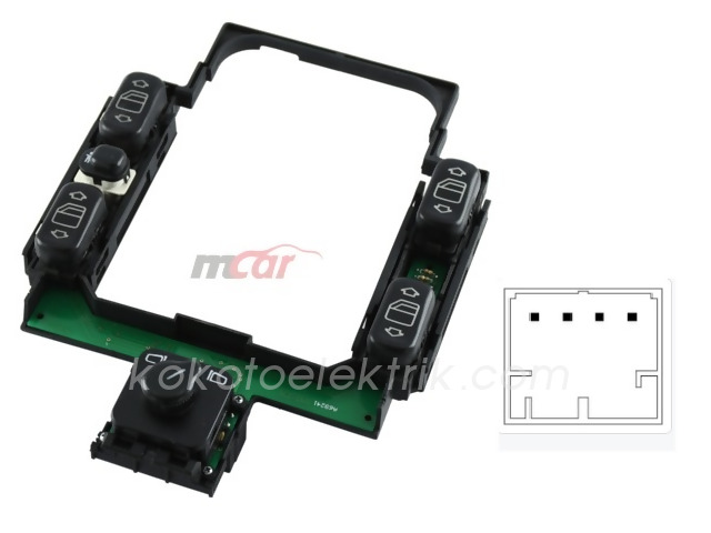 KRAW-AN507 CAM KALDIRMA ANAHTARI 4LÜ ÇERÇEVELİ MERCEDES W202  AN507 