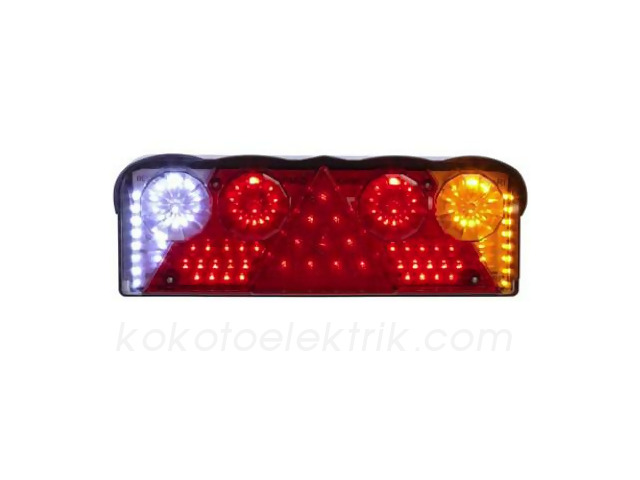 CERAY-201202LED STOP LAMBA ÜÇGEN REFLEKTÖRLÜ EĞRİ MEGA TİP AFİLLİ  BEYAZ KIRMIZI 